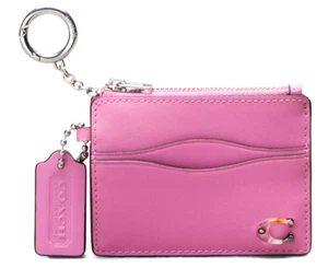 🩷Coach Wavy Zip Card Case - CBM04 Magenta Pink Coachtopia Leather w/keyring NWT - Picture 1 of 8