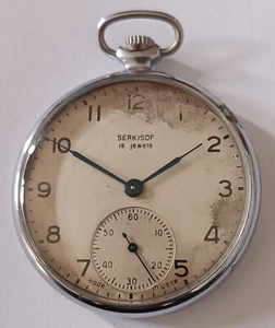RARE MOLNIJA-SERKISOF ~15J VINTAGE RUSSIAN USSR SOVIET POCKET WATCH - Picture 1 of 6
