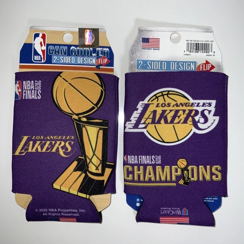 LOS ANGELES LAKERS 2020 NBA CHAMPIONS SET OF 2 CAN KOOZIE COOLERHOLDER Cover