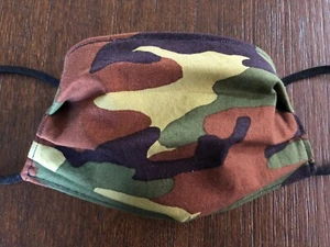 Máscaras faciales de camuflaje marrón y verde. 100 % edredones algodón. Niños, adolescentes y adultos. - Imagen 1 de 3
