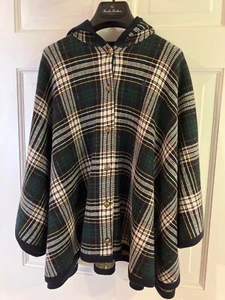 Beautiful POLO Ralph Lauren Plaid Hooded Girls Knit Cape Poncho Sz S/M NWT Soft - Picture 1 of 7