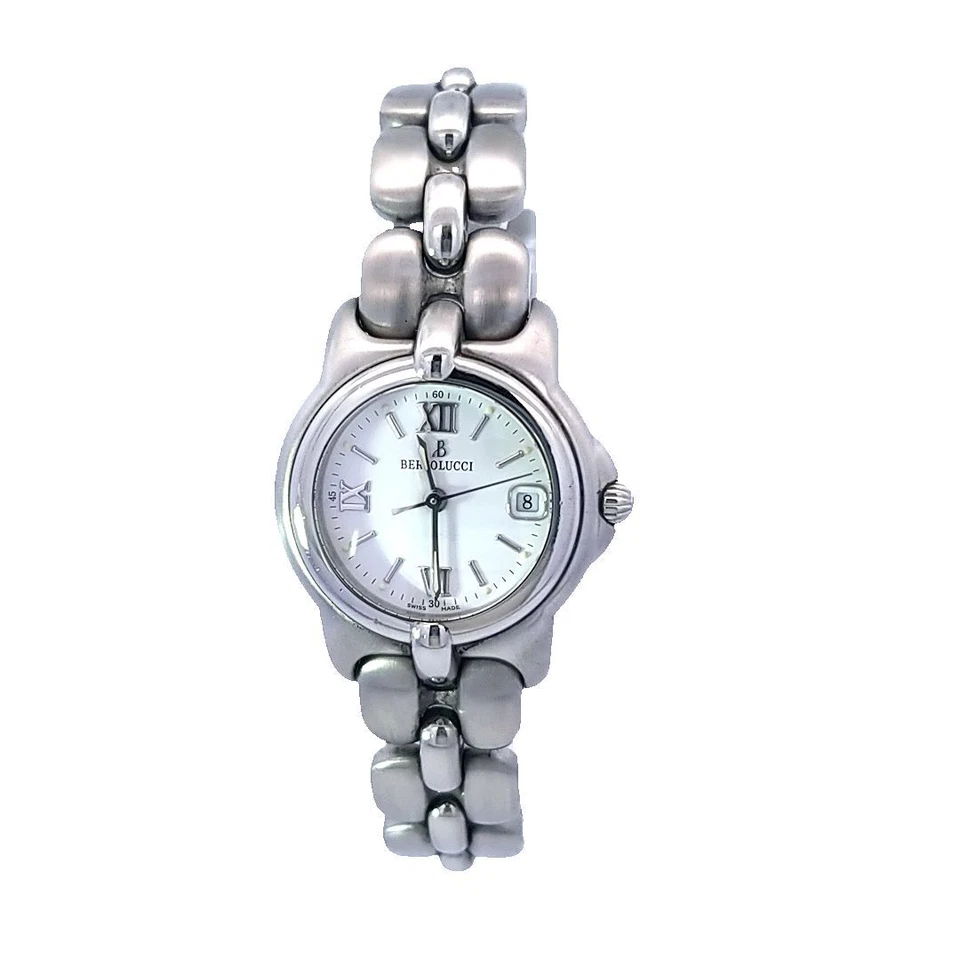 Reloj Bertolucci Pulchra 083 41-50242 caja tono plata y correa esfera blanca fecha Foto 1 de 4