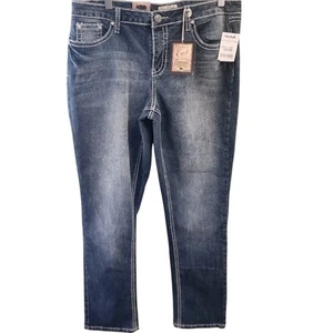 NWT Earl Jean Skinny Embroidered Rhinestone Jeans Size 14 Boot Cut Y2K - Picture 1 of 6