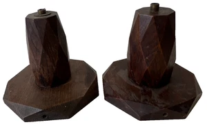 Vintage, Art Deco, Multi Faced, Wooden, Candlestick Holders X2 - Picture 1 of 11