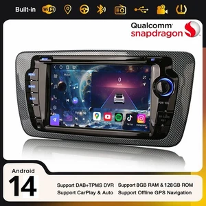Qualcomm 8+128GB Android 14 Carplay DAB+ Autoradio Navi Wifi USB per SEAT IBIZA - Imagen 1 de 19