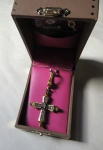 Vintage Jay Strongwater Crystal Enamel Cross Charm NOS - Picture 1 of 5