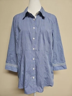 Новый с Ярлыками VAN HEUSEN женская блузка 3/4 рулон вкладка рукав на пуговицах в полоску.Размер XL - Изображение 1 из 4