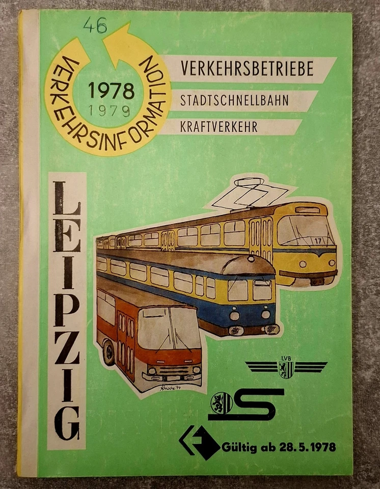 Verkehrsinformation 1978, Leipzig Verkehrsbetriebe Stadtschnellbahn Kraftverkehr - Bild 1 von 4