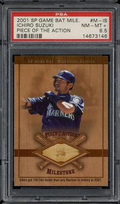 2001 SP Game Bat Milestone Piece of the Action Ichiro Suzuki PSA 8.5 RC - Image 1 of 2