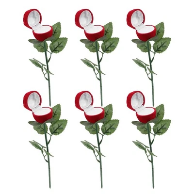 6 PCS Wedding Ring Box Engagement Boxes for Proposal Red Rose Trinket - Image 1 of 4