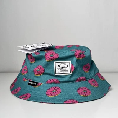 Nuevo con etiquetas Sombrero de cubo Herschel Norman, Donut azul rosa de Los Simpson, S/M Foto 1 de 4
