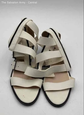 Sandalias de gladiador Loeffler Randall para mujer blancas punta abierta cremallera trasera talla 10 Foto 1 de 4