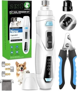 Dog Nail Grinder Super Quiet Trimmers 3 Grinding Wheels 3 White - Picture 1 of 6