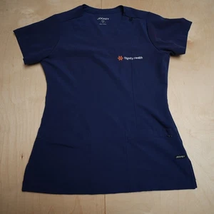 Dignity Health Scrub Top Women Blue Chest 2 Pocket Jockey Workwear Medical Small - Picture 1 of 9