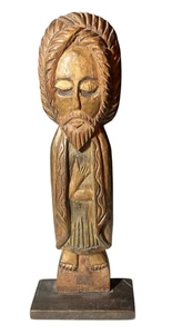 Vintage Hand Carved Wood Haitian Folk Art Religious Figure Signed Sepe 12" - Picture 1 of 7