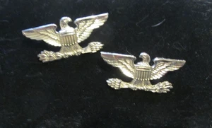 PAR DE ÁGUILAS CORONEL DEL EJÉRCITO DE EE. UU. DE COLECCIÓN. TAMAÑO ABRIGO. 2". POST BACK - Imagen 1 de 3