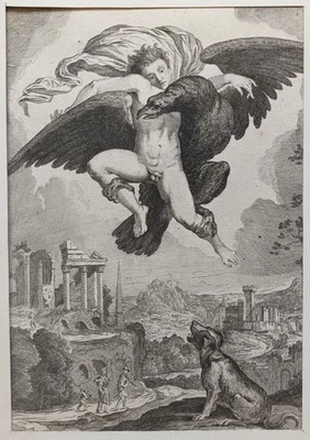 Raub des Ganymed - Boel n. Michelangelo Radierung Mythologie Adler Theatrum 1670 - Bild 1 von 4