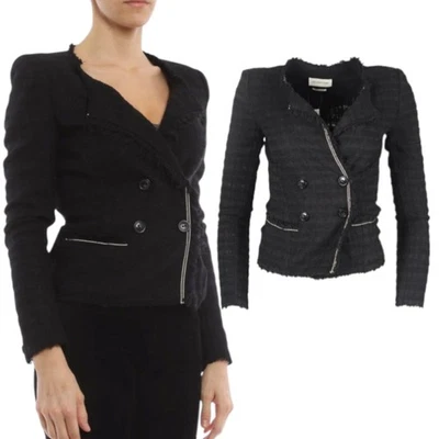 Isabel Marant Blazer Tweed Jacket Flenn Double Breasted Black FR 40 UK 12 - Image 1 of 4