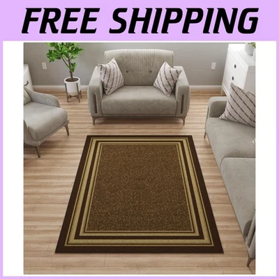 Alfombra Border Marrón - Alfombra de piso grande antideslizante Foto 1 de 4