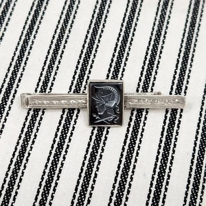 Vintage Krawattennadel, Hämatit Intaglio (Kamee) & Feinsilber (0,975) - (ca. 1940er Jahre) - Bild 1 von 13