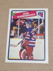 1988-89 JOHN VANBIESBROUCK OPC O PEE CHEE NHL HOCKEY CARD #102 NEW YORK RANGERS - Picture 1 of 2