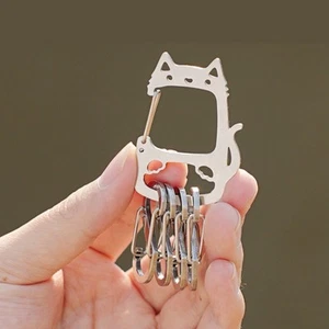 Lucky Cat Keychain 304 Stainless Steel Construction Multi-Functional Use - Picture 1 of 14