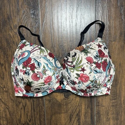 Sujetador Torrid Curve para mujer 38DDD gráfico tatuaje pinup con aros marinero correas ajustables Foto 1 de 4