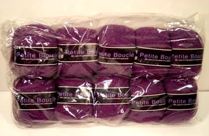 Knit One Crochet Too 10 Garn Petite Boucle Lot Pflaume Kind Mohair Merinowolle Nylon - Bild 1 von 7