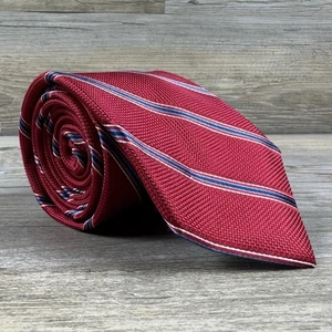 Corbata 100 % seda Saks Fifth Avenue, 58” de largo, 3,25” de ancho, rayas rojas, azules, blancas - Imagen 1 de 10