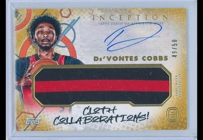 DE'VONTES COBBS 2022/23 TOPPS INCEPTION OVERTIME ELITE AUTO JERSEY SWATCH 49/50 - Image 1 of 2