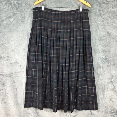 Vintage Womens Skirt Medium Wool Blend Tartan Plaid Pleated Holiday Academia - Image 1 of 4