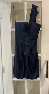 Vestido BCBG MAXAZRIA Azul Marino Talla 4 Un Hombro Lazo Mini Fiesta Cóctel Regreso a Casa Foto 1 de 4