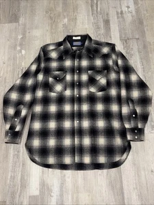 Camicia vintage Pendleton USA alta qualità Western Wear lana perla snap flanella taglia XL - Foto 1 di 6