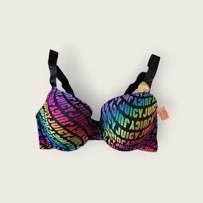 Sujetador JUICY COUTURE 40C Sexy Pushup Negro Arco Iris Foto 1 de 4