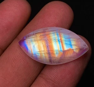 AAAAA Quality Natural Rainbow Moonstone multi Fire Marquise Shape Cabochon 15x29 - Picture 1 of 20