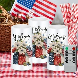 Patriotic 4Th of July Candles Battery Operated with Timer Remote Control for Ame - Picture 1 of 12