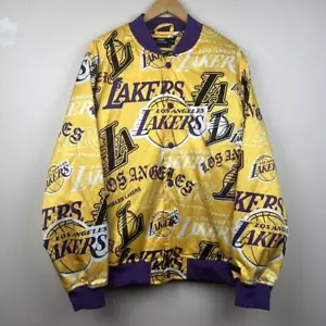 Vintage Los Angeles Lakers Satin Bomber Jacket - Bold Team Colors - Picture 1 of 7