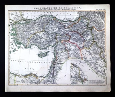 Mapa Stieler 1846 Imperio Otomano en Asia Turquía Palestina Mesopotamia Siria Irak Foto 1 de 4