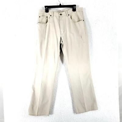 DAMAGED Banana Republic Cotton Denim Cream Tan Jeans 35/32 Mid Rise - Image 1 of 4