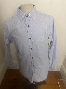 Tarocash Dress Shirt Size M “City Stripe” Blue/White Long Sleeved RRP$89.99 - Picture 1 of 6