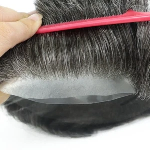 Mens Toupee Human Hair Replacement System Hairpiece 0.02 Ultra Thin Skin #240 - Picture 1 of 7