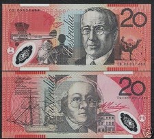 AUSTRALIA 20 DOLLARS P59 2005 or 2008 POLYMER CAMEL SHIP COMPASS UNC MONEY NOTE