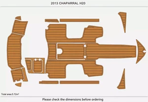 2014 Chaparral 19 H2o Cockpit Swim platform Boat EVA Pads Teak Faux Flooring Mat - Foto 1 di 22