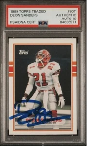 Atlanta Falcons Deion Sanders Autographed 1989 Topps #30T PSA/DNA - Picture 1 of 2