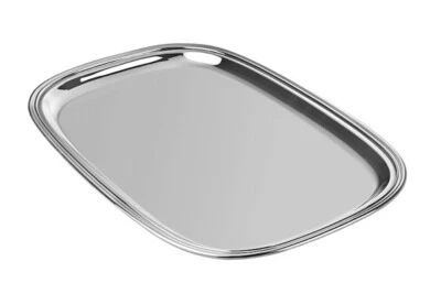 Vassoio in argento 800 forma rettangolare cm. 30x21 Stile Inglese  - Immagine 1 di 2