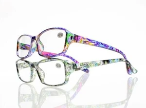 Women Rainbow Cyan Leaves Flowers Resin Lens Reading Glasses +4.5 +5.0 +5.5 +6.0 - Picture 1 of 7