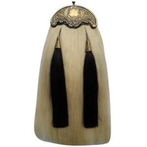 HW Leather Original Sporran Dress Horse Hair White Black Tassels Antique Cantle - Bild 1 von 1