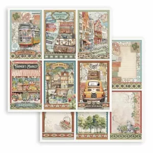 Stamperia - ART OF TRAVELLING - TAGS - 12" X 12" CUT UP TO SAVE POSTAGE!! - Picture 1 of 3