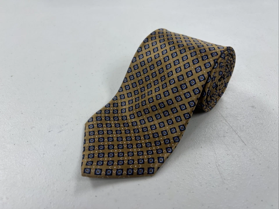 Corbata de cuello de seda geométrica beige y azul Dolce Punta para hombre $128 Foto 1 de 4