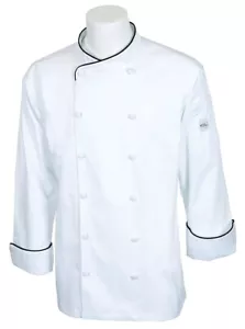 Mercer Renaissance Cutlery Men's Chef Jacket (Scoop Neck) | White w/ Black Pi... - Picture 1 of 1